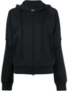 Y-3 Slit Trim Hooded Cardigan, Women's, Size: Small, Black, Cotton
