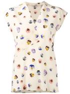 Christopher Kane Ditsy Pansy Print Blouse - Nude & Neutrals