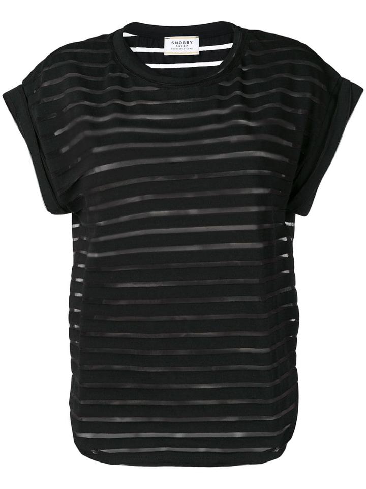 Snobby Sheep Striped Sheer Top - Black