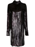 Nina Ricci Metallic Shift Dress, Women's, Size: 38, Brown, Silk/polyamide