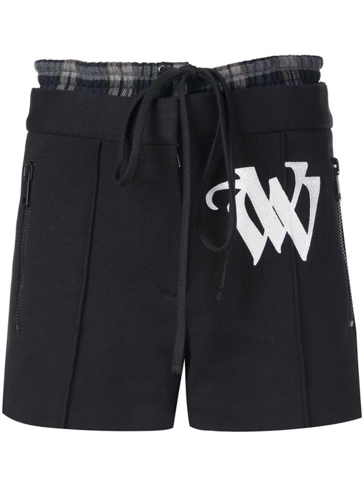 Vera Wang Embroidered Drawstring Shorts - Black