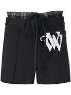 Vera Wang Embroidered Drawstring Shorts - Black