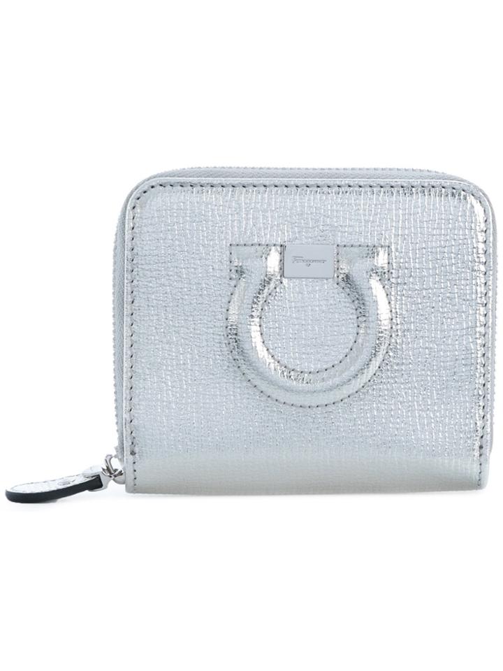 Salvatore Ferragamo Gancio Compact Zipped Wallet - Grey