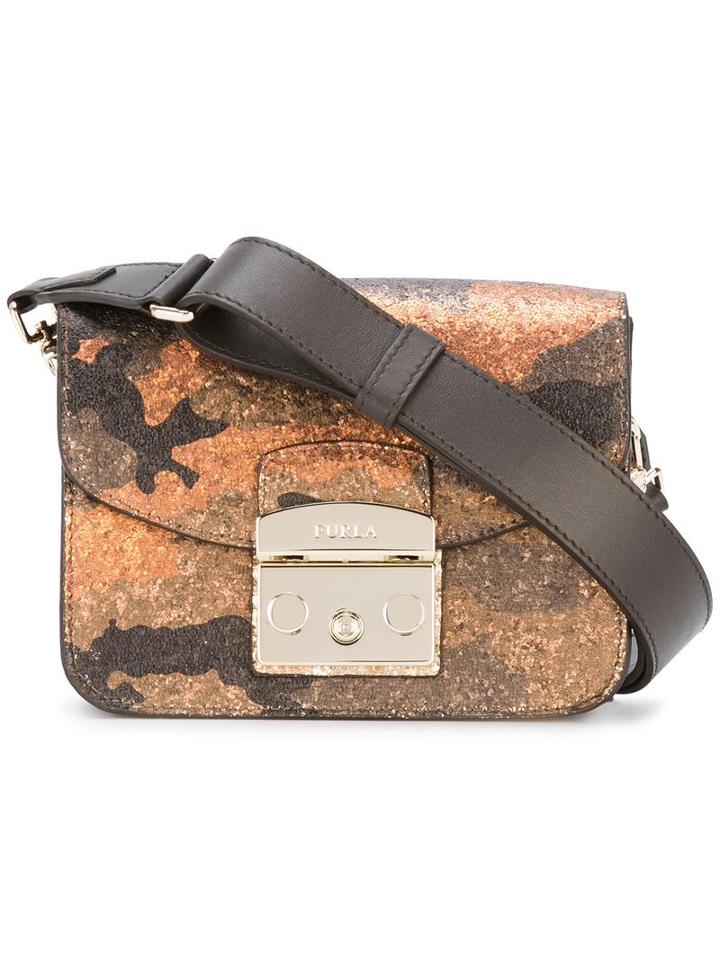 Furla Glitter Camouflage Print Bag, Brown, Leather