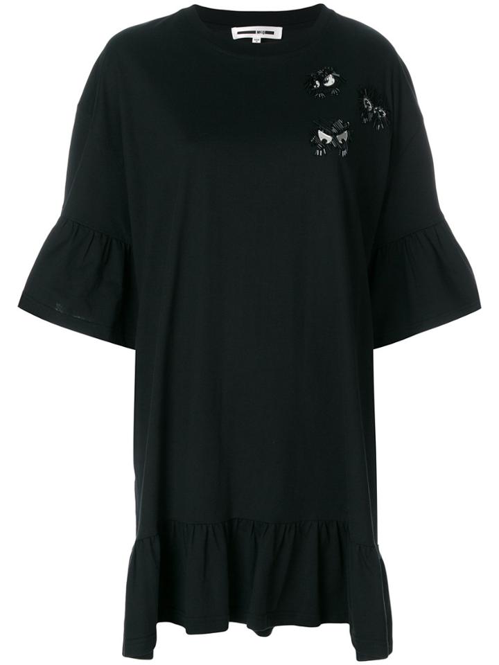 Mcq Alexander Mcqueen Embellished Monster Patch T-shirt Dress - Black