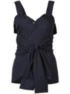 Derek Lam 10 Crosby Front Knot Top, Women's, Size: 4, Blue, Cotton