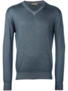 Cruciani V-neck Sweater, Men's, Size: 50, Grey, Silk/cashmere