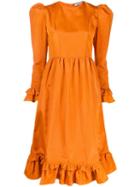 Batsheva Praire Ruffle Midi Dress - Orange