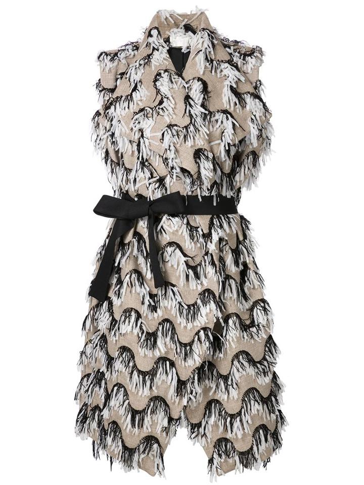 Christian Siriano Fringed Sleeveless Jacket