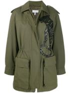 Escada Sport Embellished Tiger Coat - Green