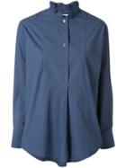 Atlantique Ascoli Loose-fit Ruffled-neck Blouse - Blue