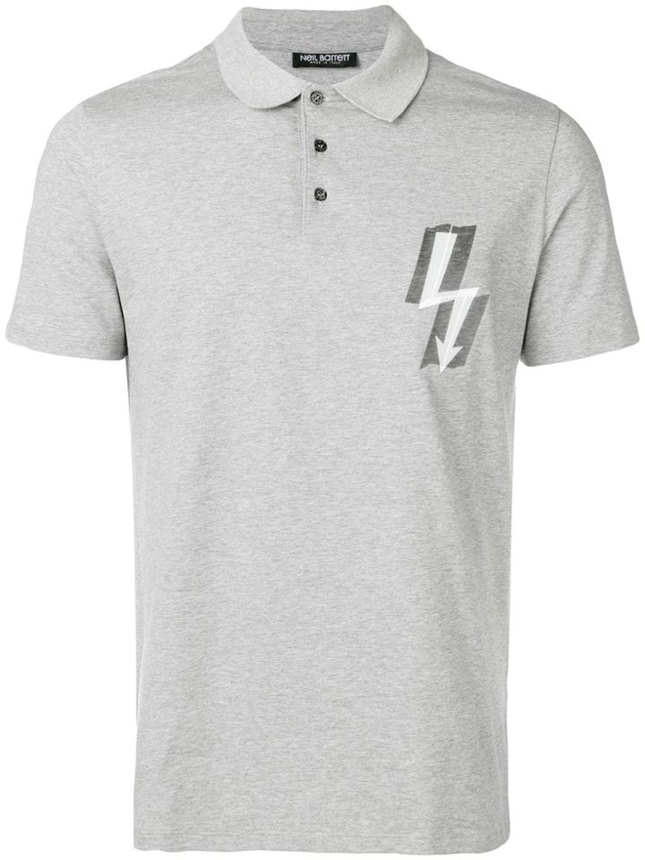 Neil Barrett Lightning Arrow Polo Top - Grey