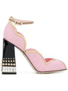 Dolce & Gabbana Peep Toe D'orsay Pumps With Jewel Heel - Pink