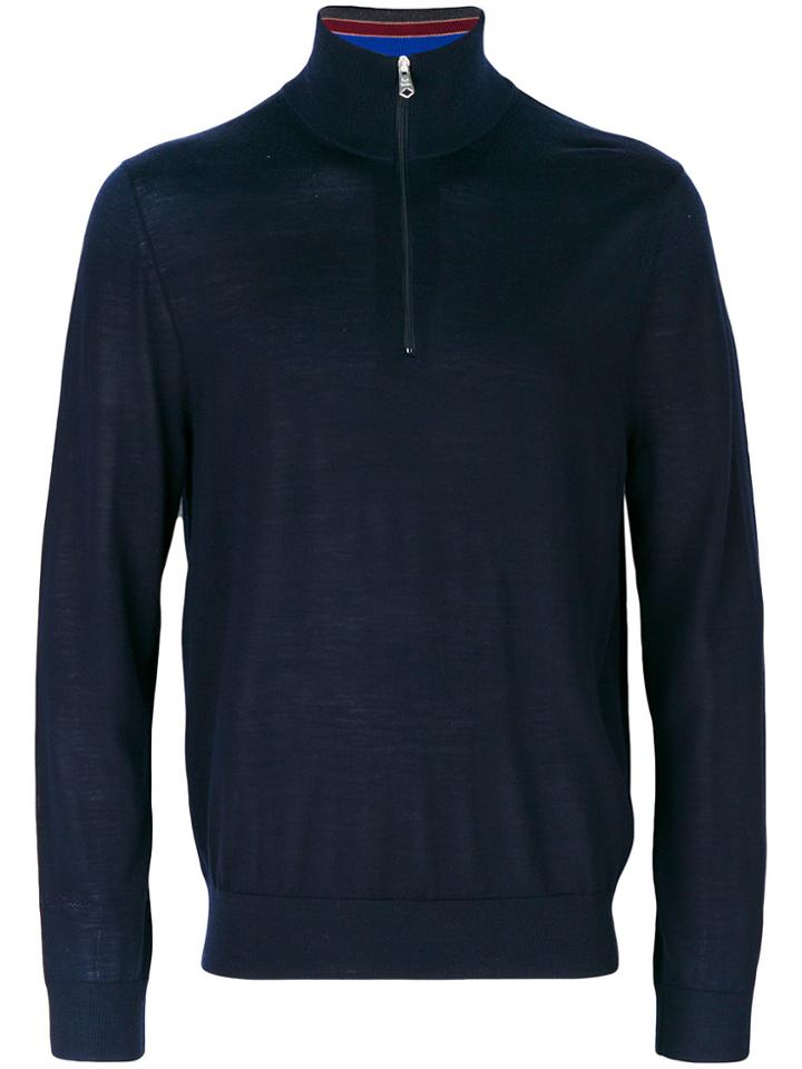 Paul Smith Zip Collar Jumper - Blue