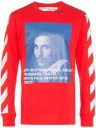 Off-white Bernini Diagonal Stripe Print T Shirt - Red