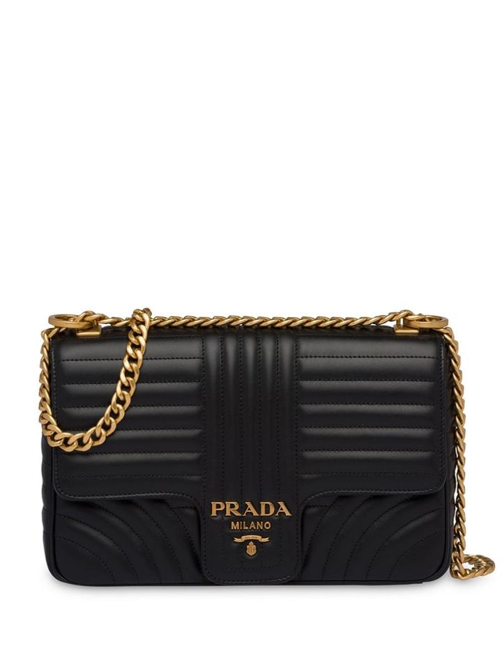 Prada Diagramme Large Shoulder Bag - Black