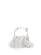Rosantica Diana Feather Crystal-handle Bag - White