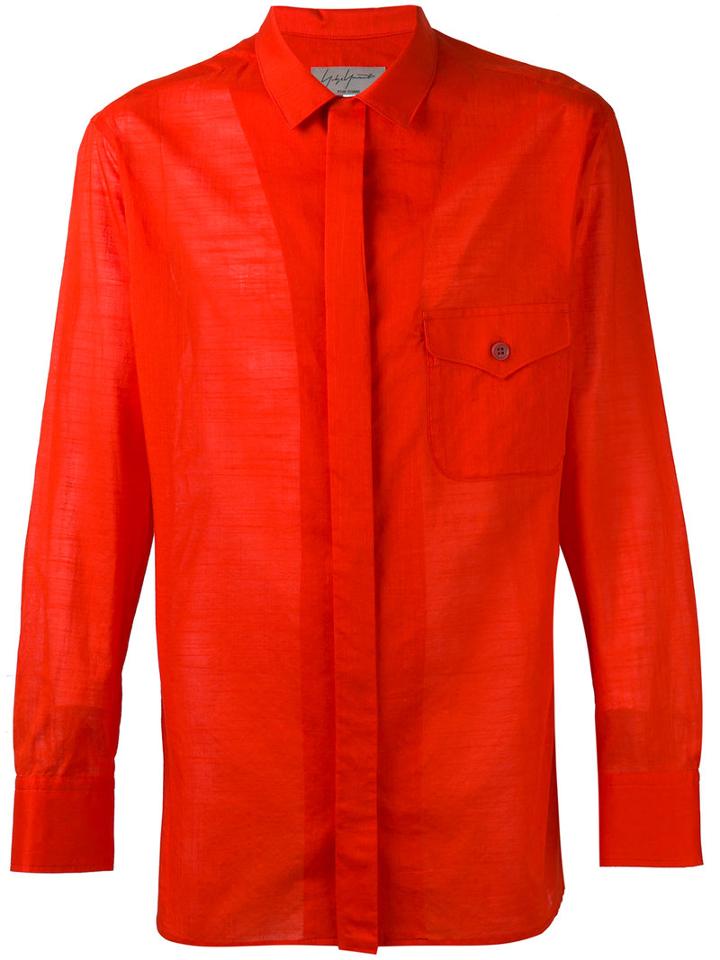 Yohji Yamamoto Chest-pocket Shirt, Men's, Size: 4, Red, Cotton