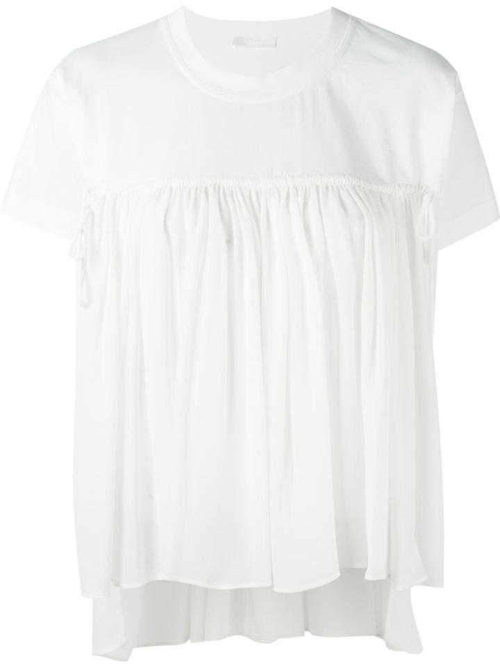 Chloé Smock Short Sleeved Blouse, Women's, Size: M, White, Cotton/polyester/viscose