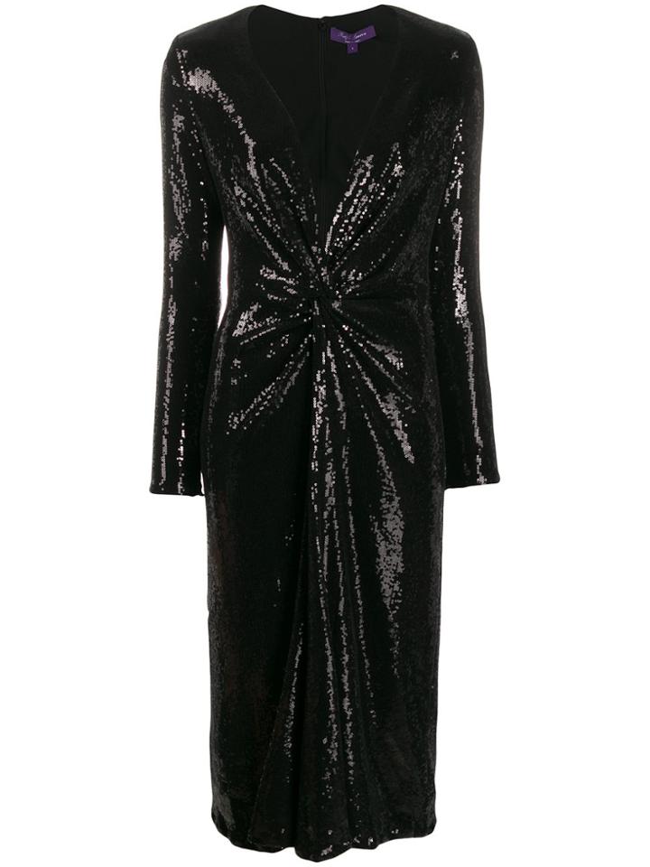 Ralph Lauren Collection Sequin Embroidery Midi Dress - Black