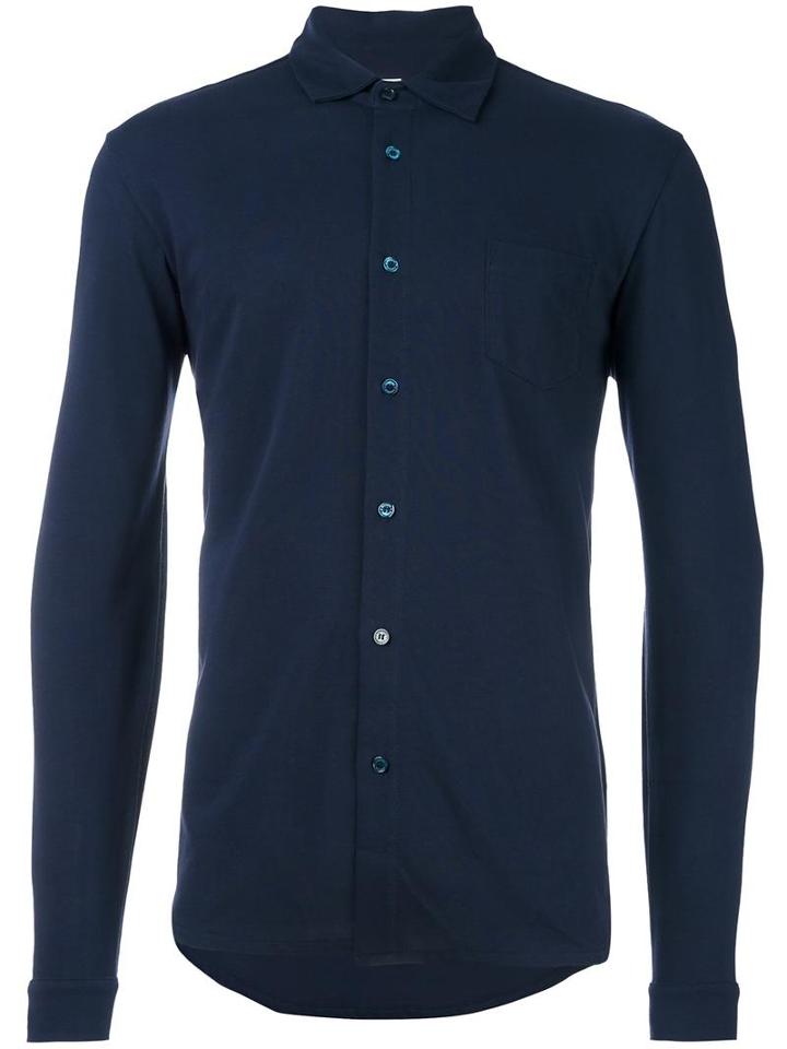 Sunspel 'l/s Pique' Shirt, Men's, Size: Xl, Blue, Cotton
