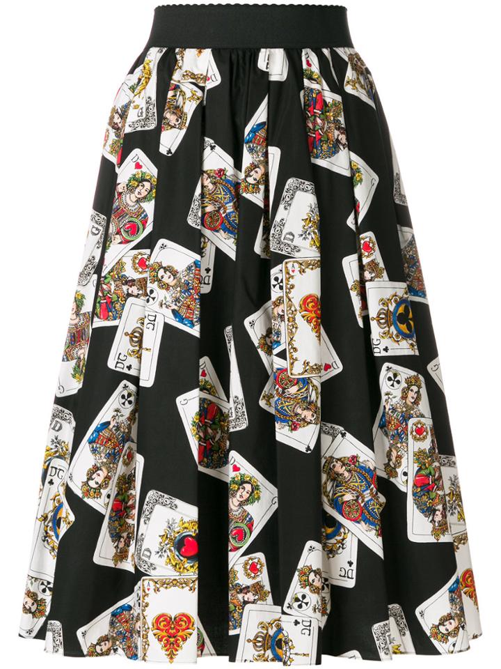 Dolce & Gabbana Playing Cards Print Skirt - Black