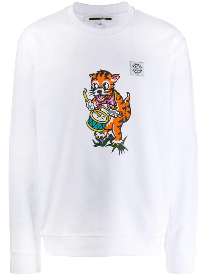 Mcq Alexander Mcqueen Cat Print Sweatshirt - White