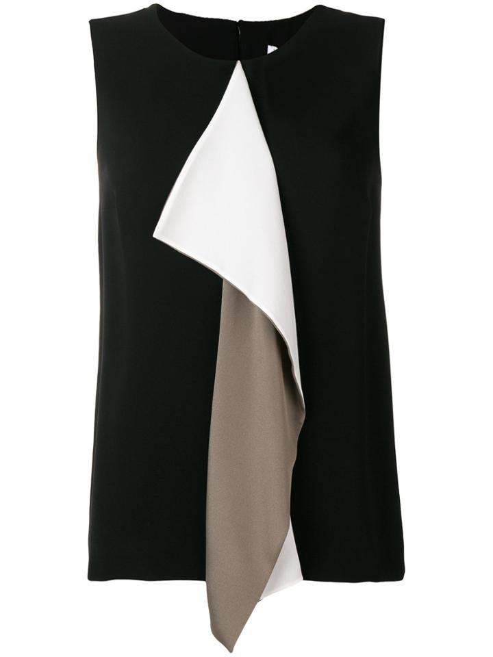 Max Mara Sleeveless Ruffle Front Blouse - Black