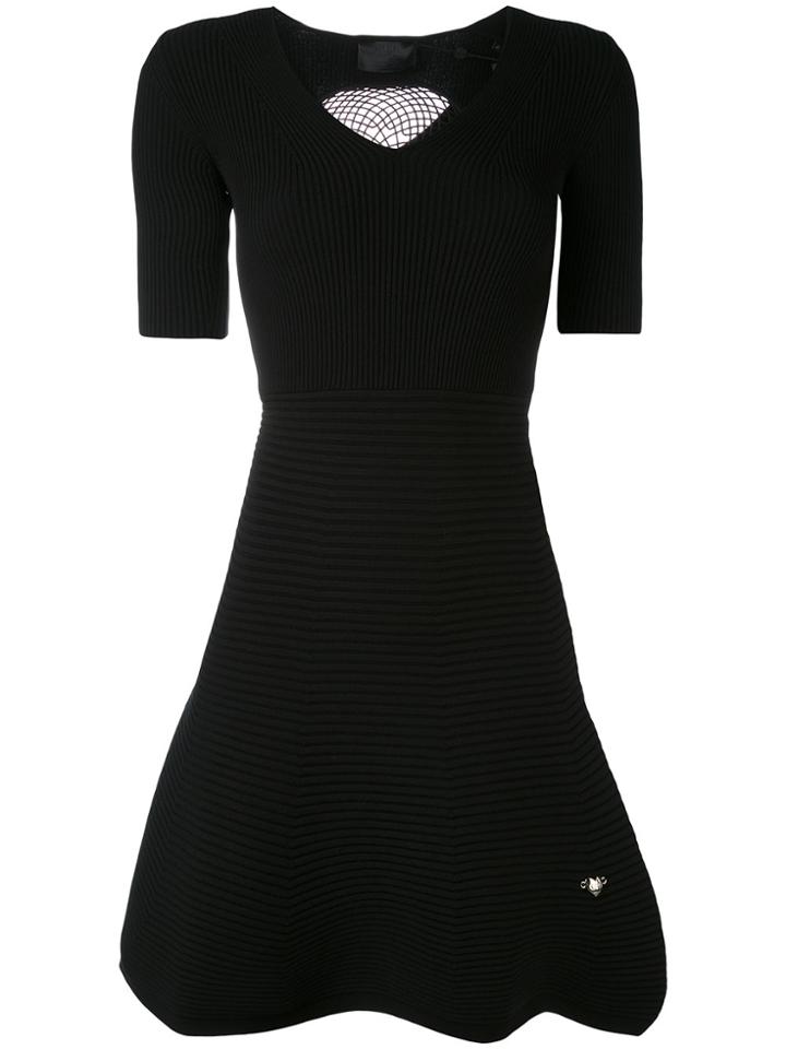 Philipp Plein Ribbed Skirt Skater Dress - Black