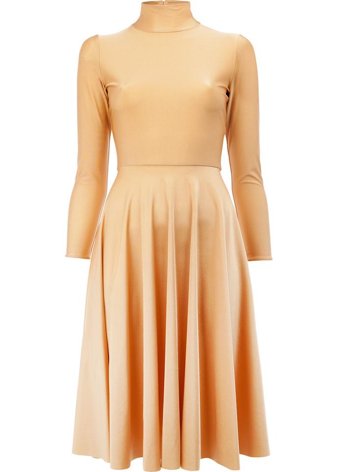 Balenciaga Pleated Skirt Midi Dress, Women's, Size: 40, Nude/neutrals, Polyamide/spandex/elastane