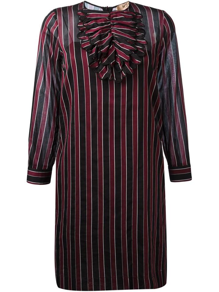 No21 Striped Longsleeved Dress, Women's, Size: 38, Red, Silk/cotton/acetate