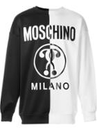 Moschino Double Question Mark Print Sweatshirt, Men's, Size: 48, Black, Polyester/cotton