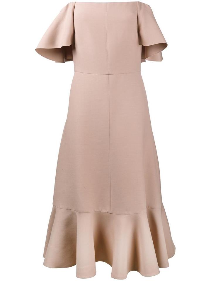 Valentino Off-shoulder Dress, Women's, Size: 40, Nude/neutrals, Virgin Wool/silk