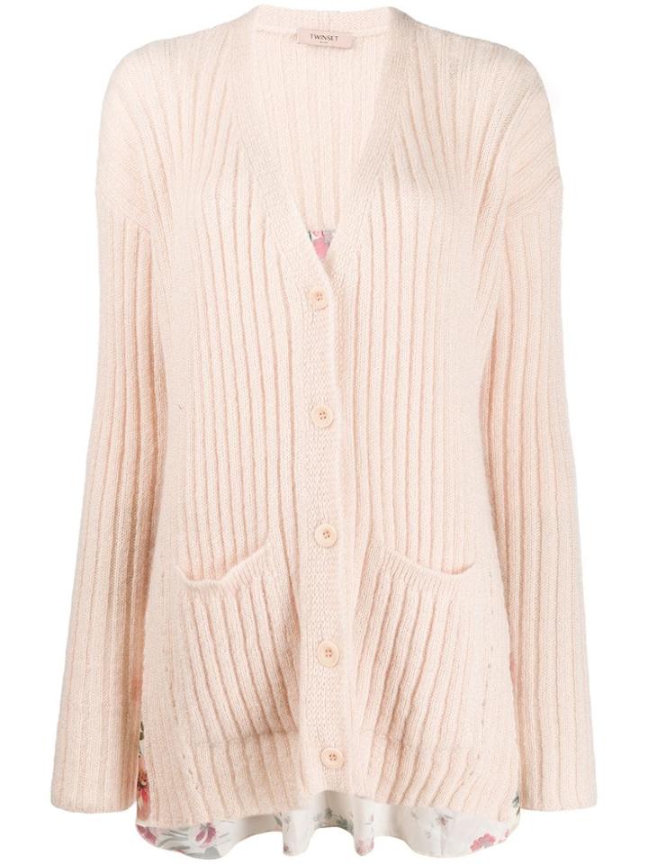 Twin-set V-neck Knit Cardigan - Neutrals