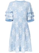 Huishan Zhang - Fitted Lace Overlay Dress - Women - Cotton/nylon/silk - 12, Women's, Blue, Cotton/nylon/silk