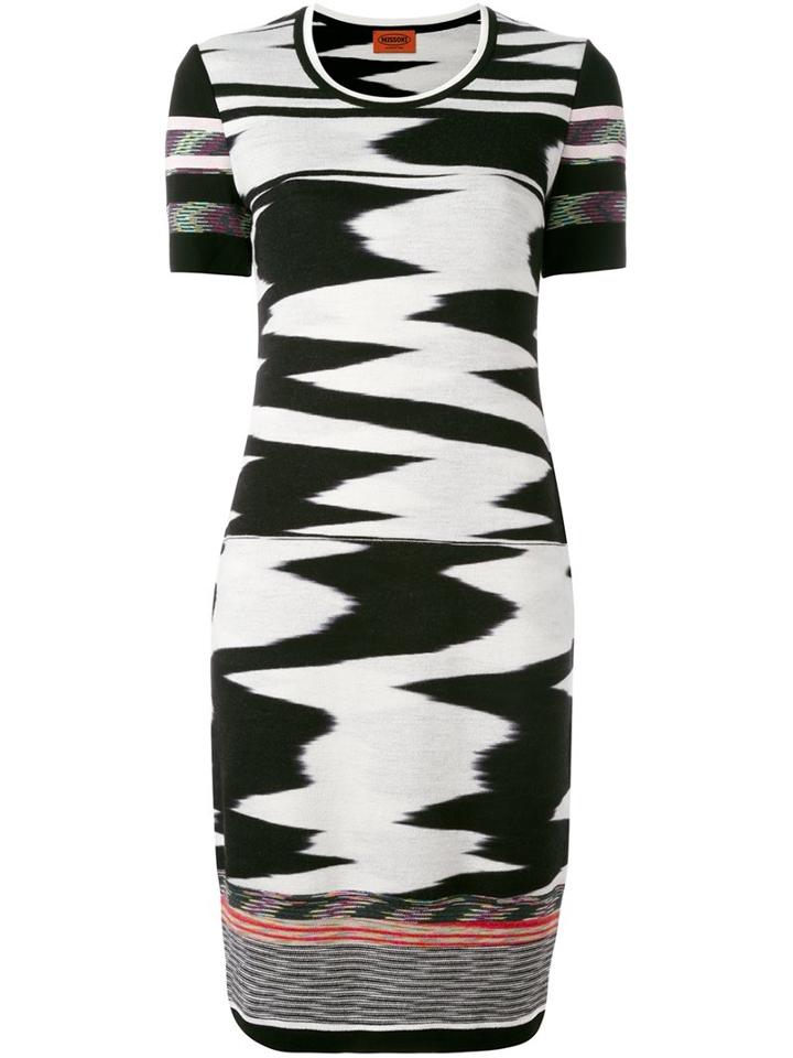 Missoni Abstract Print Shortsleeved Dress, Women's, Size: 42, Black, Polyester/wool