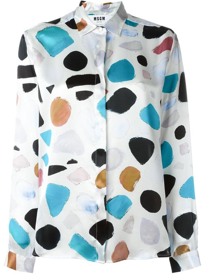 Msgm Printed Shirt, Women's, Size: 42, White, Silk