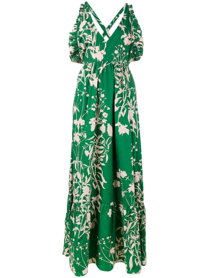 Borgo De Nor Violeta Floral Print Cold-shoulder Dress - Green