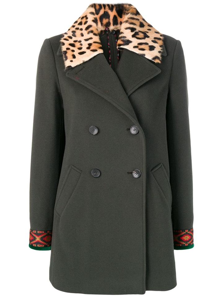 Etro Leopard Collar Coat - Green