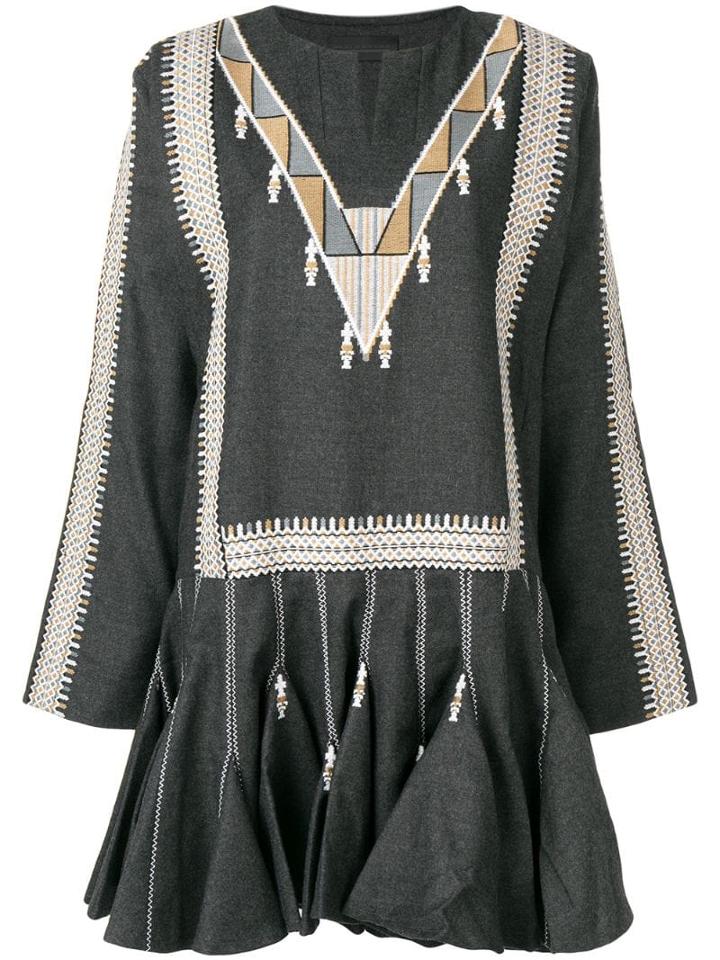 Diesel Black Gold Embroidered Flared Dress - Grey