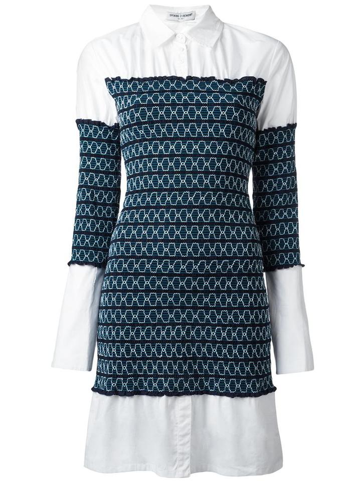 Opening Ceremony Gathered Shirt Dress, Women's, Size: 4, Blue, Cotton