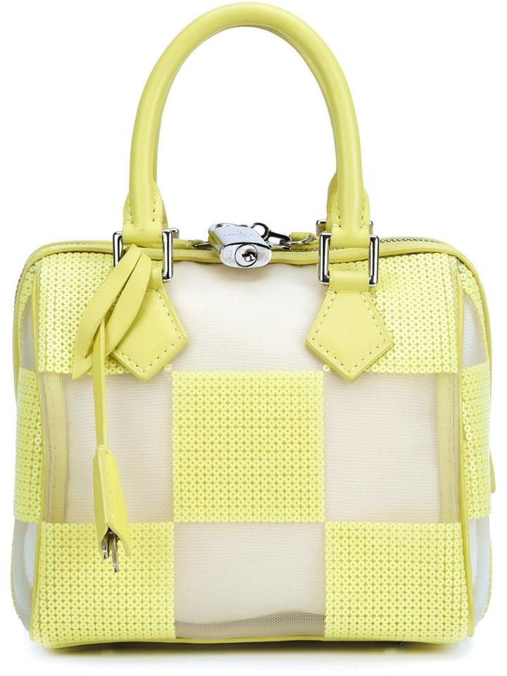 Louis Vuitton Vintage 'speedy' Optic Mesh Cube Tote, Women's, Yellow/orange