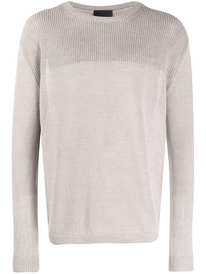 Iris Von Arnim Panelled Knit Crew Neck Jumper - Neutrals