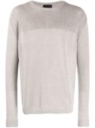 Iris Von Arnim Panelled Knit Crew Neck Jumper - Neutrals