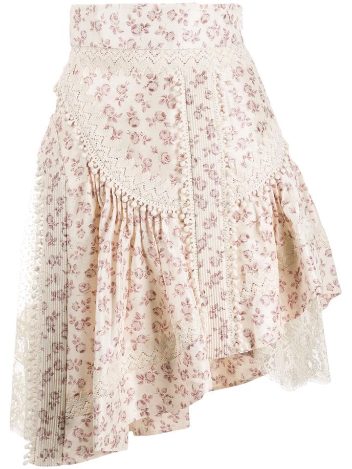 Zimmermann Floral Asymmetric Skirt - Neutrals