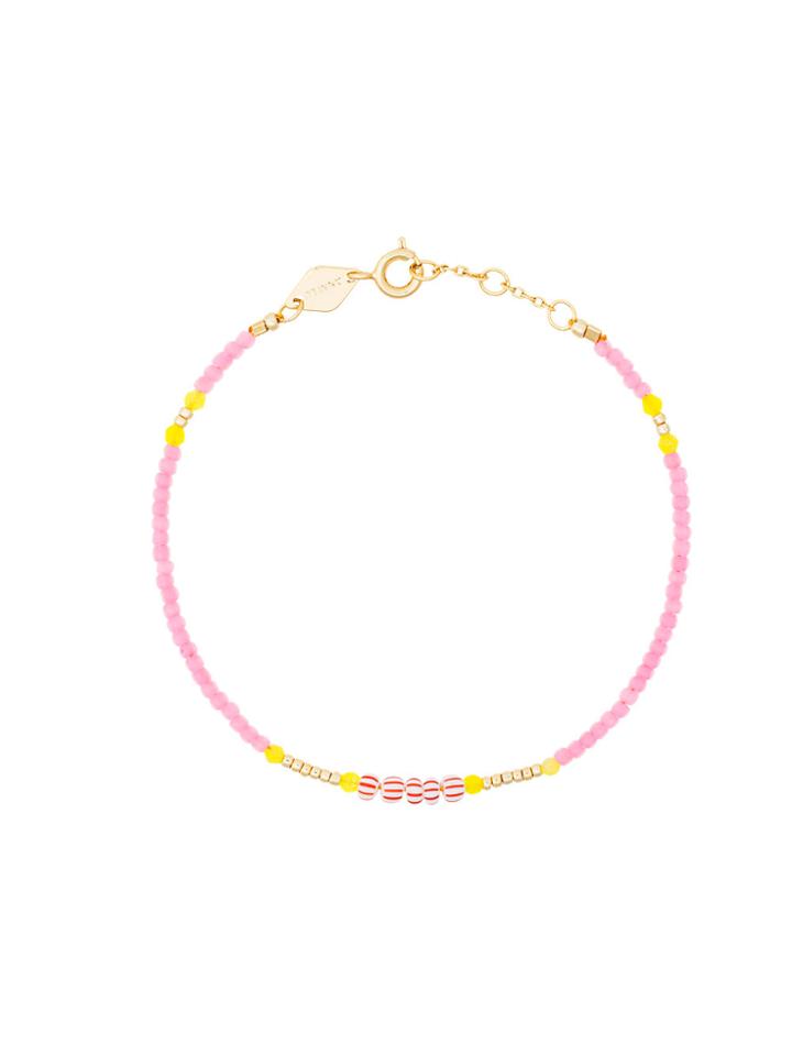 Anni Lui Pink And Yellow Peppy Gold Plated Bracelet - Pink & Purple