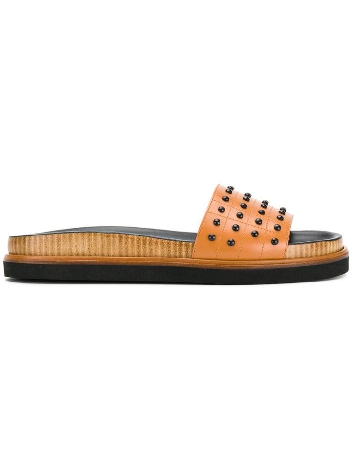 Tod's Studded Slides - Brown