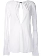 Jay Ahr Silver-tone Neck Slit Blouse, Women's, Size: 36, White, Rayon
