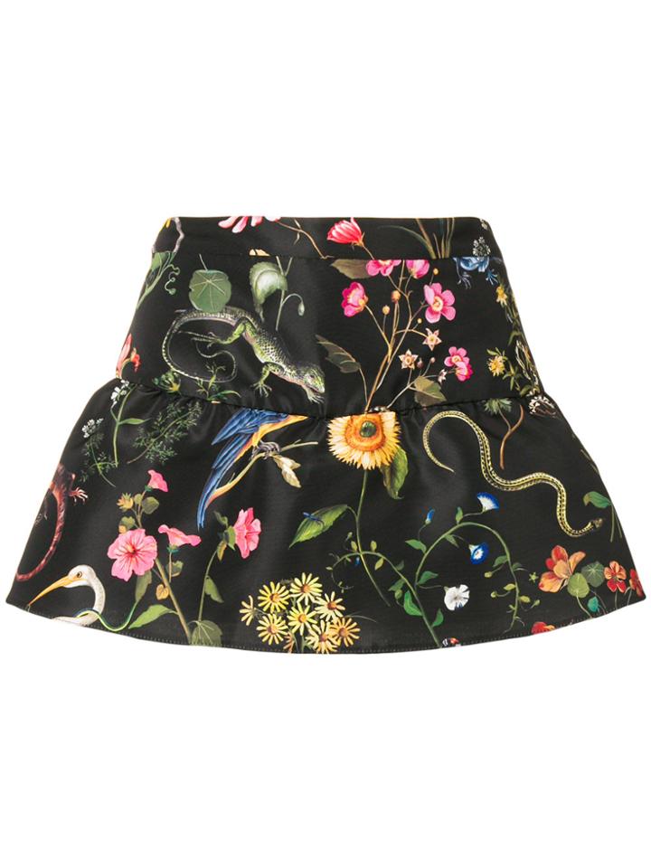 Red Valentino Floral Print Shorts - Black