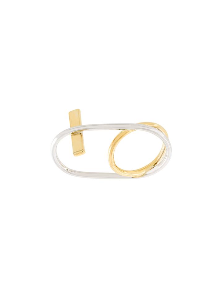 Eshvi Double Finger Ring - Metallic